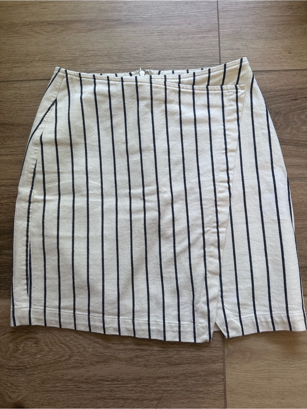 Madewell Cream Mini Skirt with Black Vertical Stripes